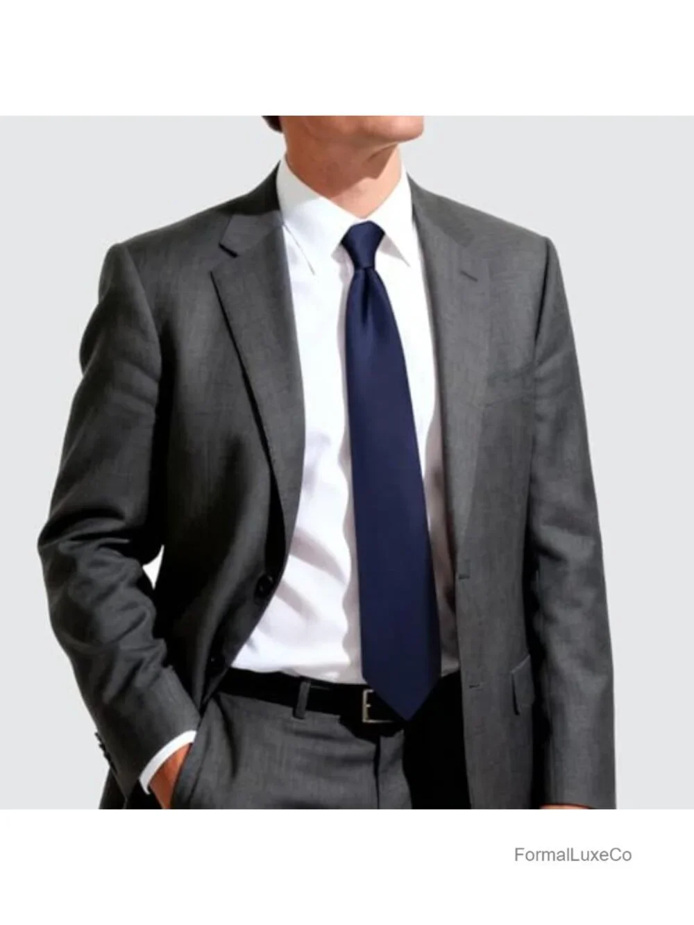 Silk Blend Extra Long Solid Satin Tie Set with Lapel Pin & Tie Clip Formal